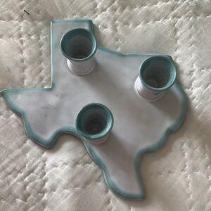 Texas Lone Star state ceramic three candle holder